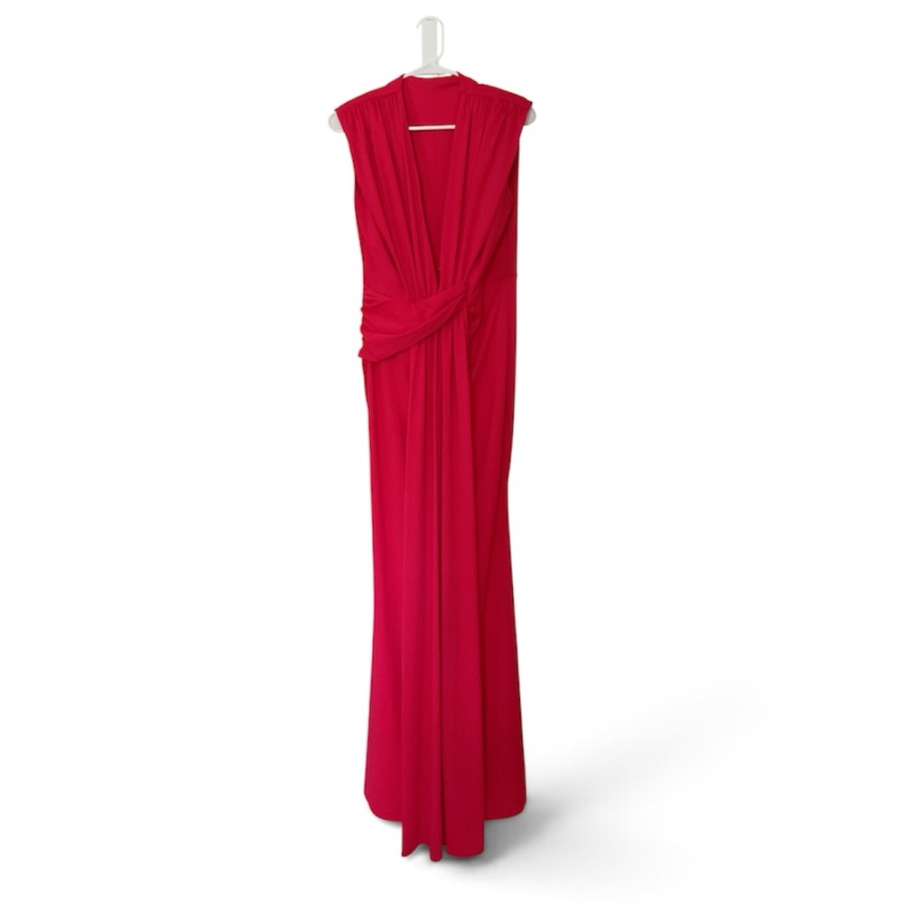 Red Maxi Dress with Decorative Waist Detail, Size L